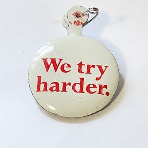 1967 Avis Military Helmet Pin We Try Harder Covers Worn in Vietnam and others